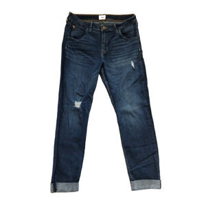 Hudson Bacara Straight Crop Cuffed Jeans Size 32 LABK Wash Distressed Stretch